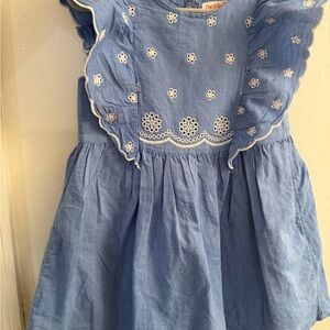 Cat & Jack Blue Dress with White Floral Embroidery